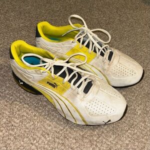 Puma White and Yellow Sneakers